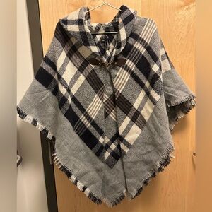 Plaid Cape With Gold Clasp